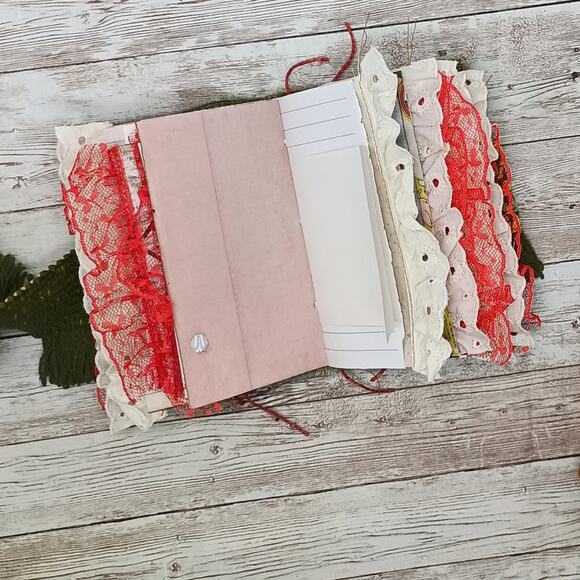 Small Red Floral Junk Journals, Handmade Recycled Journals, Chunky Junk Journals - Picture 11 of 16